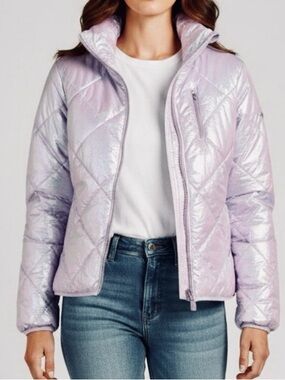 Peach Love California Iridescent Lavender Quilted Puffer Jacket